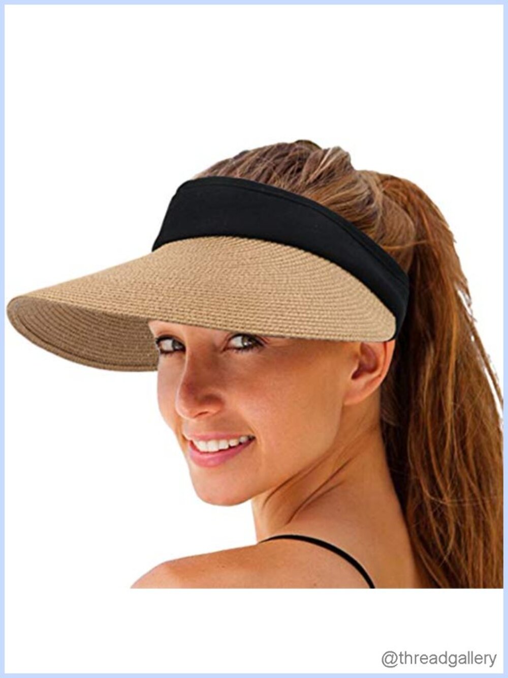 Women Straw Sun Visor Hat Wide Brim UV Protection Beach Cap